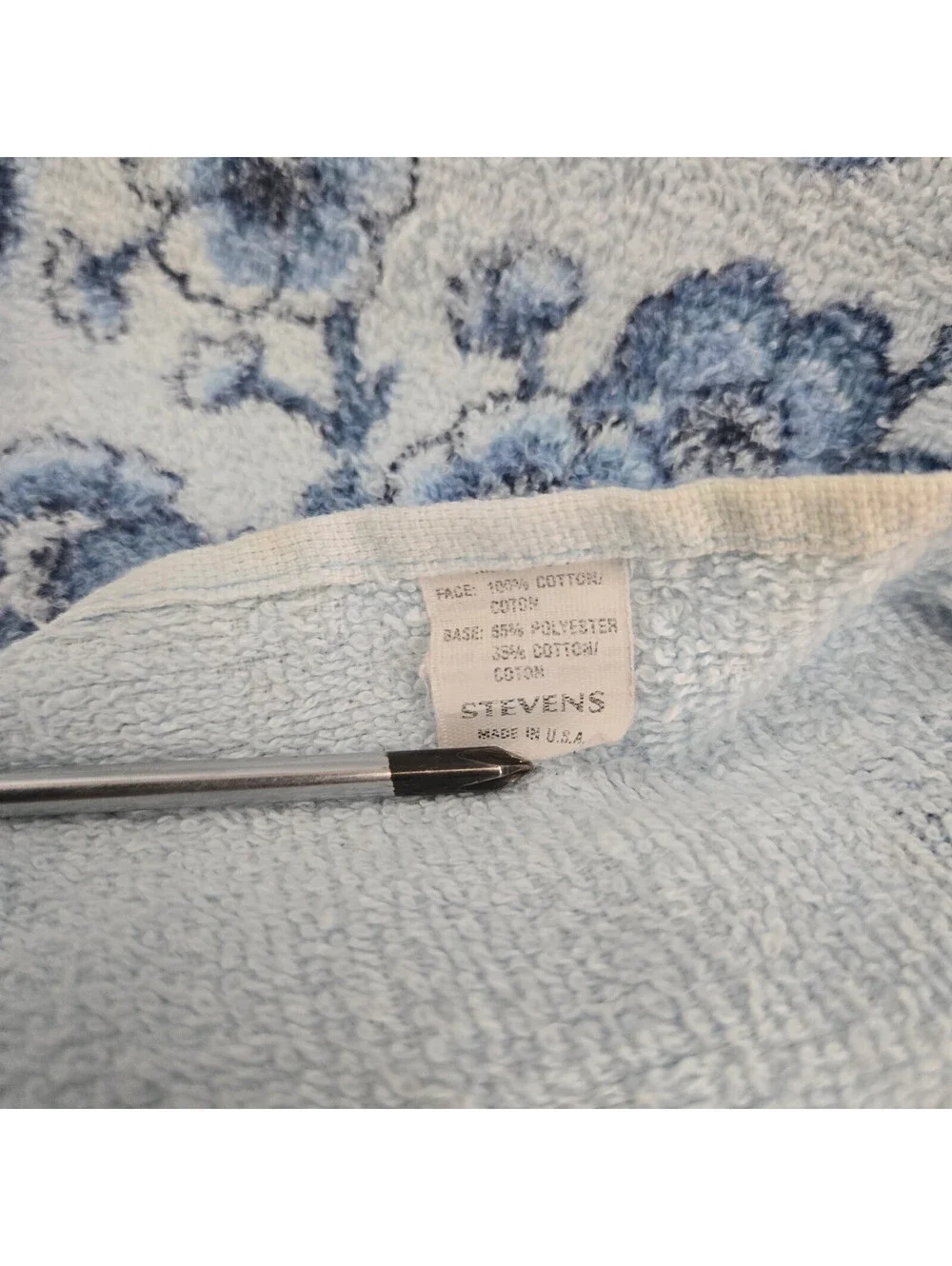 Stevens Blue Cherry Blossom Cotton Bath Towel Made in USA 22